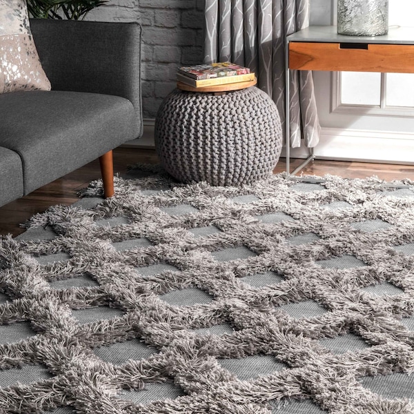 Nuloom Francene Diamond Trellis Shag Area Rug 4ft x 6ft BDFR01D-406 - main